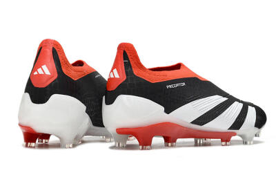 Adidas Predator Elite Laceless FG Low-Tops Soccer Cleats - Black/White/Red