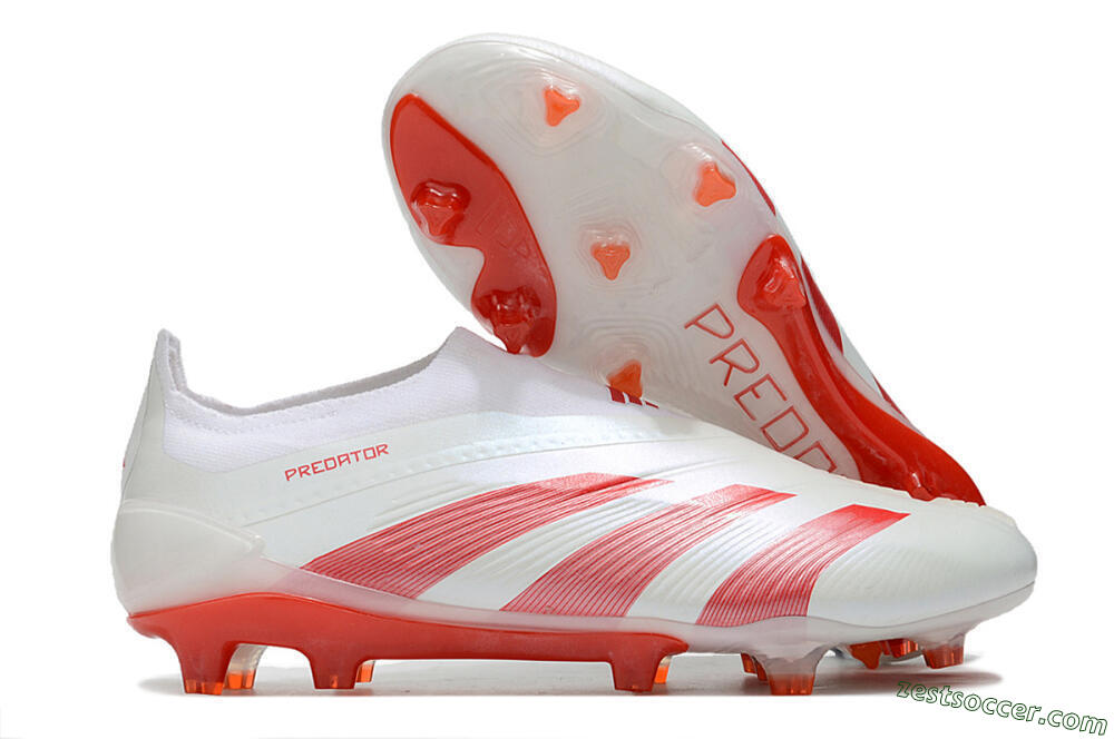 Adidas Predator Elite Laceless FG Low-Tops Soccer Cleats - White/Red 0