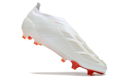 Adidas Predator Elite Laceless FG Low-Tops Soccer Cleats - White/Red