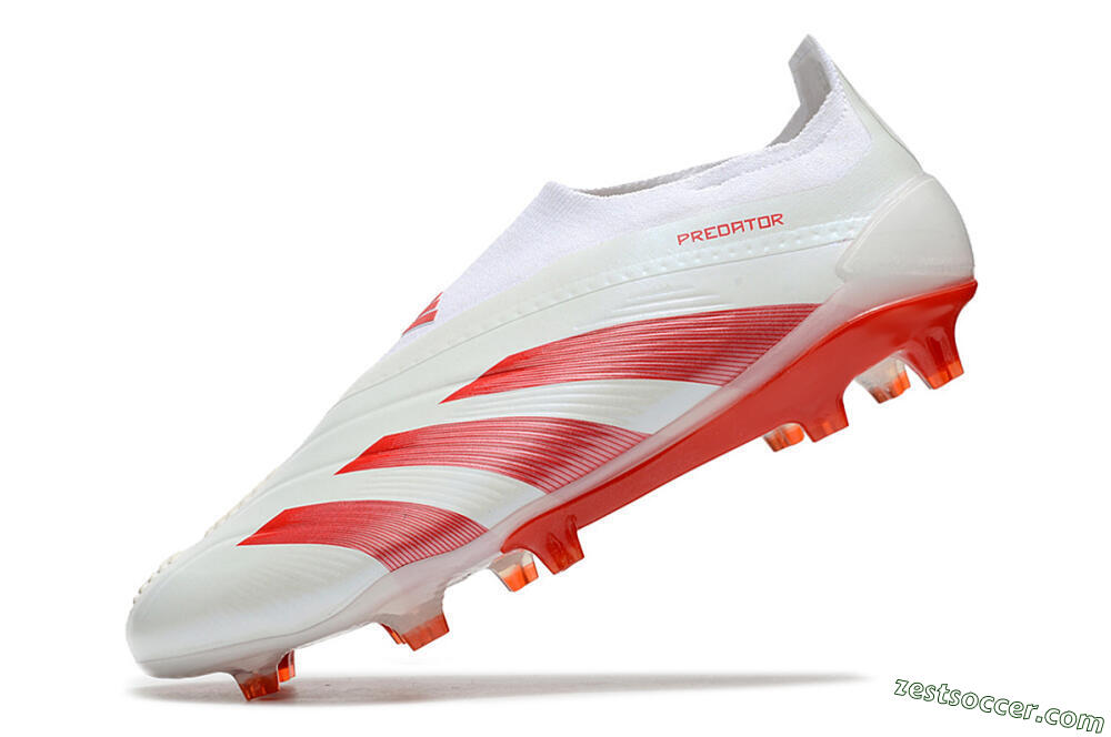 Adidas Predator Elite Laceless FG Low-Tops Soccer Cleats - White/Red 5