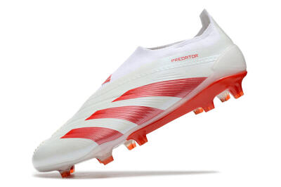 Adidas Predator Elite Laceless FG Low-Tops Soccer Cleats - White/Red