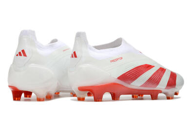 Adidas Predator Elite Laceless FG Low-Tops Soccer Cleats - White/Red