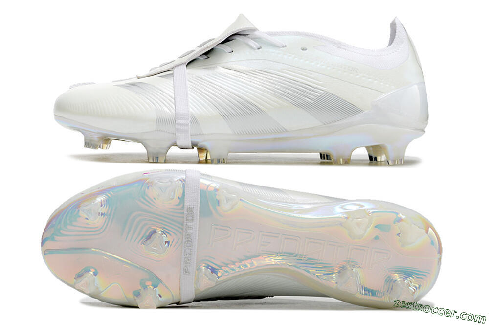Adidas Predator Elite Foldover Tongue FG Low-Tops Soccer Cleats - White/Silver 1