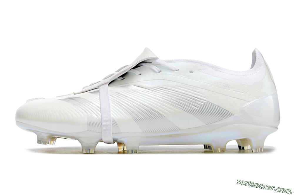 Adidas Predator Elite Foldover Tongue FG Low-Tops Soccer Cleats - White/Silver 2