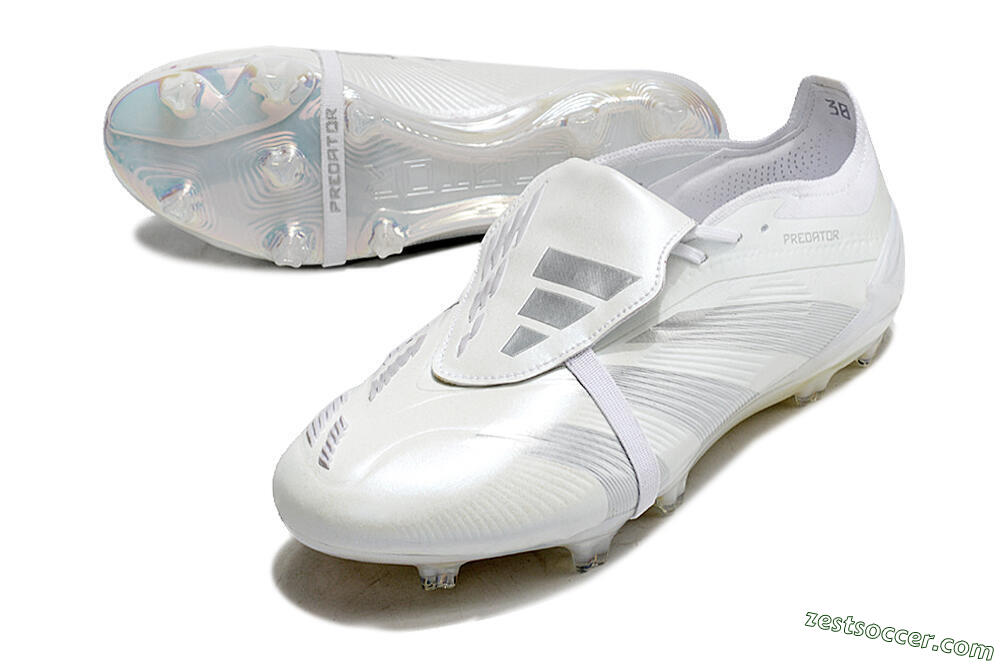 Adidas Predator Elite Foldover Tongue FG Low-Tops Soccer Cleats - White/Silver 3