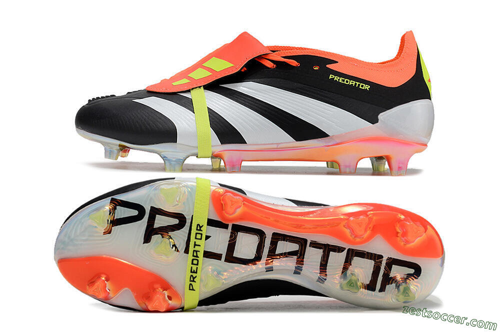 Adidas Predator Elite Foldover Tongue FG Low-Tops Soccer Cleats - Black/White/Orange 1