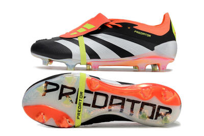 Adidas Predator Elite Foldover Tongue FG Low-Tops Soccer Cleats - Black/White/Orange
