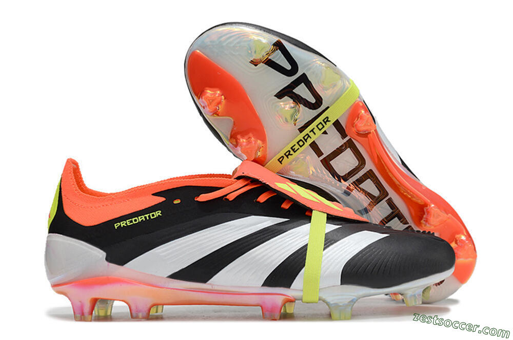 Adidas Predator Elite Foldover Tongue FG Low-Tops Soccer Cleats - Black/White/Orange 0