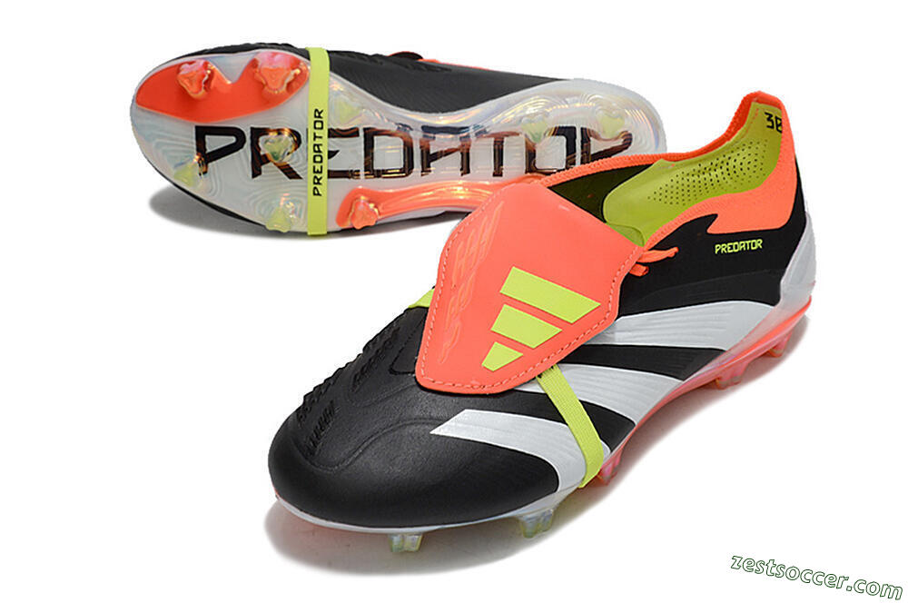 Adidas Predator Elite Foldover Tongue FG Low-Tops Soccer Cleats - Black/White/Orange 3
