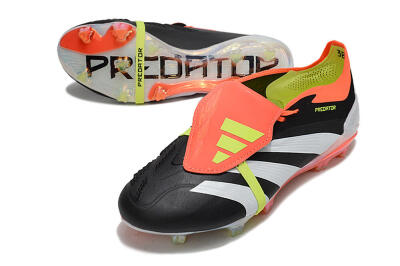 Adidas Predator Elite Foldover Tongue FG Low-Tops Soccer Cleats - Black/White/Orange