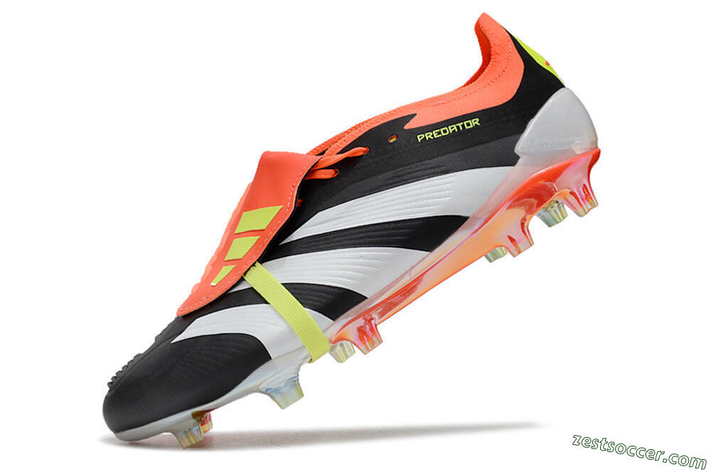 Adidas Predator Elite Foldover Tongue FG Low-Tops Soccer Cleats - Black/White/Orange 5