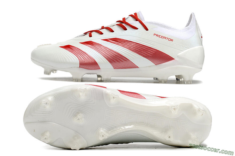 Adidas Predator Elite FG Low-Tops Soccer Cleats - White/Red 1