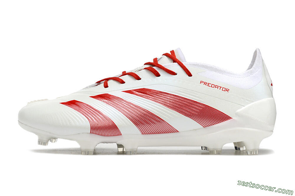Adidas Predator Elite FG Low-Tops Soccer Cleats - White/Red 2