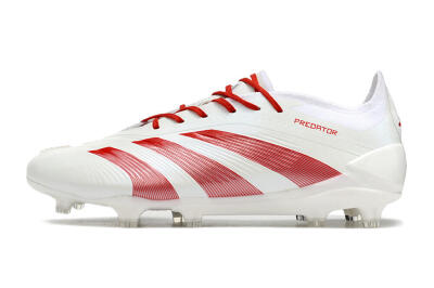 Adidas Predator Elite FG Low-Tops Soccer Cleats - White/Red