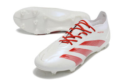 Adidas Predator Elite FG Low-Tops Soccer Cleats - White/Red