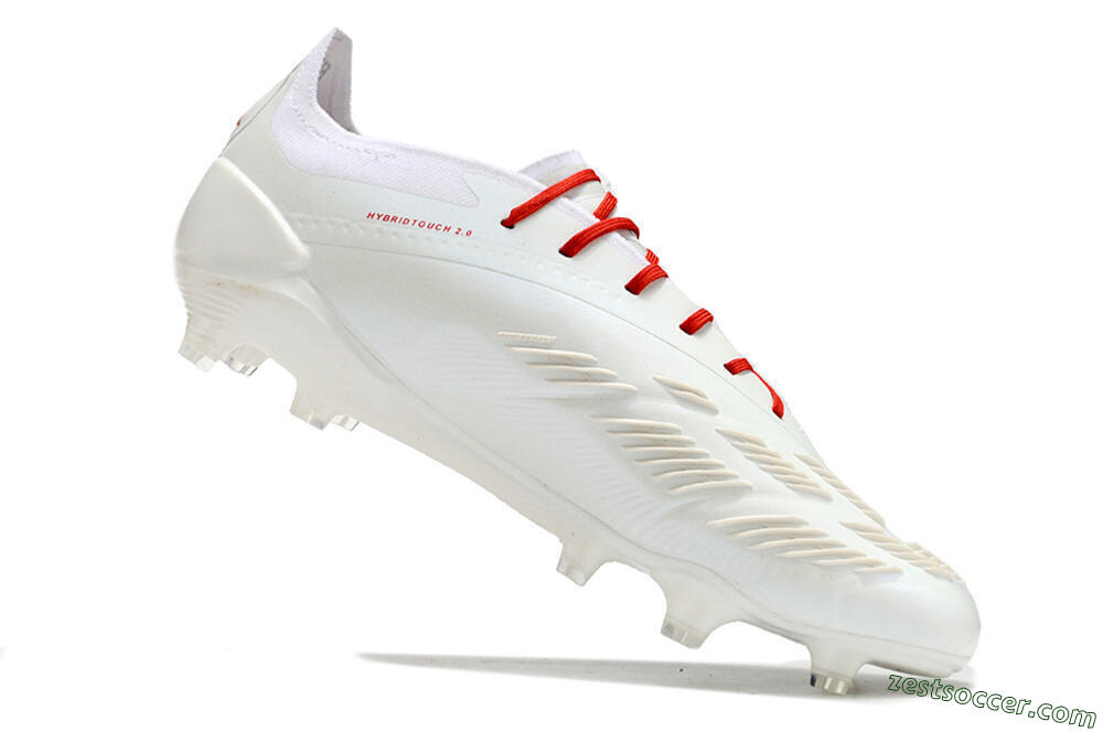 Adidas Predator Elite FG Low-Tops Soccer Cleats - White/Red 4