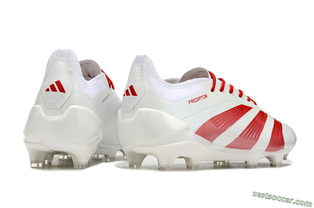 Adidas Predator Elite FG Low-Tops Soccer Cleats - White/Red 6