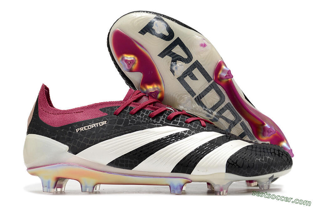Adidas Predator Elite FG Low-Tops Soccer Cleats - Black/White/Purple 0