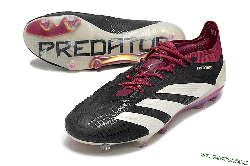 Adidas Predator Elite FG Low-Tops Soccer Cleats - Black/White/Purple 3
