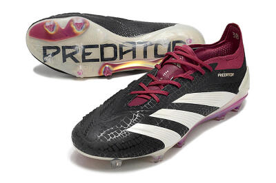 Adidas Predator Elite FG Low-Tops Soccer Cleats - Black/White/Purple