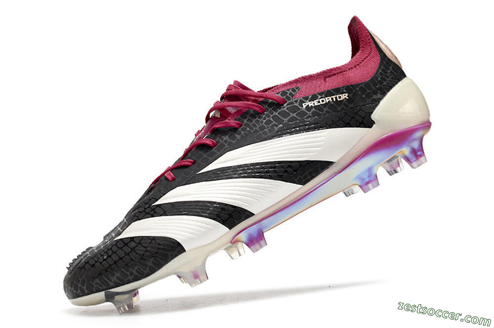 Adidas Predator Elite FG Low-Tops Soccer Cleats - Black/White/Purple 5