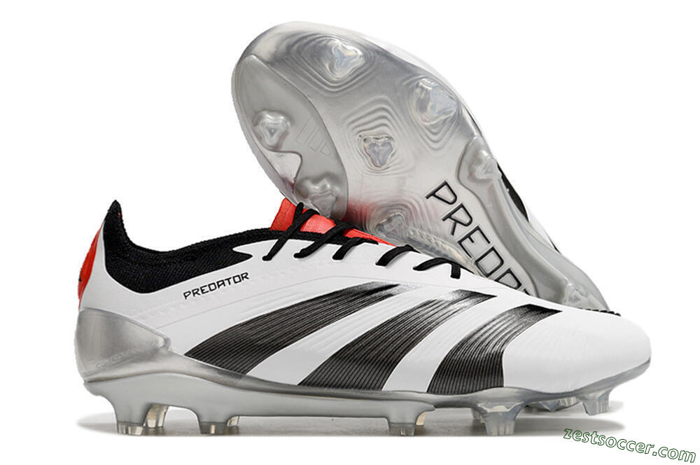 Adidas Predator Elite FG Low-Tops Soccer Cleats - White/Black/Red 0