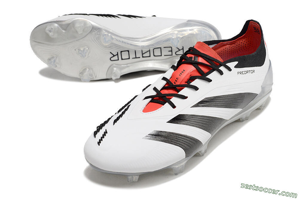 Adidas Predator Elite FG Low-Tops Soccer Cleats - White/Black/Red 3