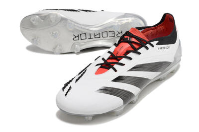 Adidas Predator Elite FG Low-Tops Soccer Cleats - White/Black/Red
