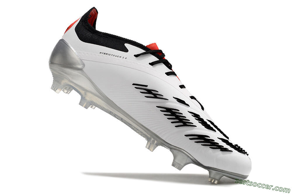 Adidas Predator Elite FG Low-Tops Soccer Cleats - White/Black/Red 4