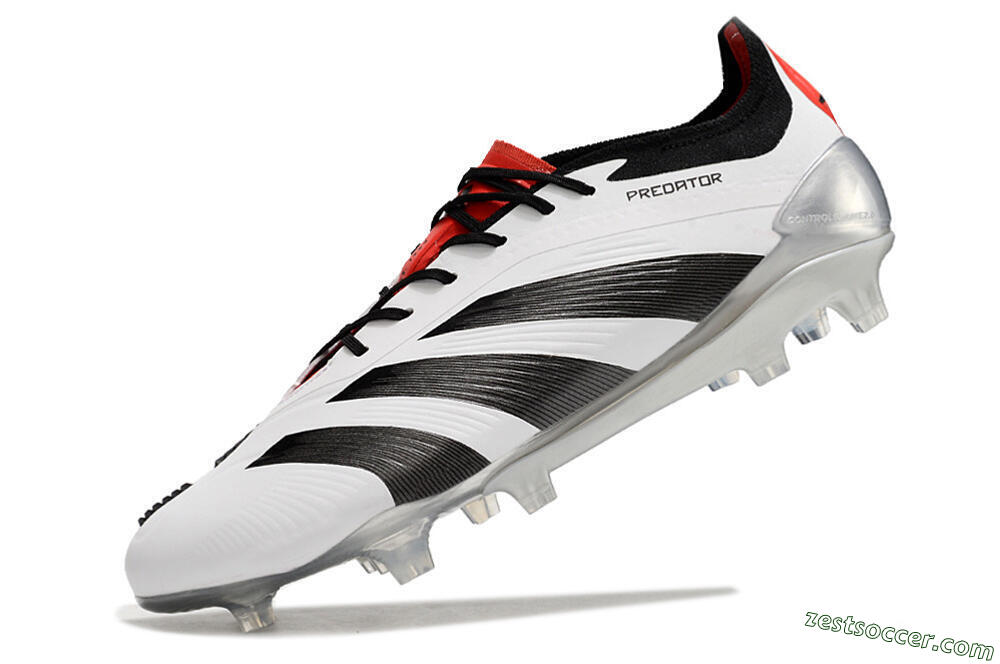 Adidas Predator Elite FG Low-Tops Soccer Cleats - White/Black/Red 5