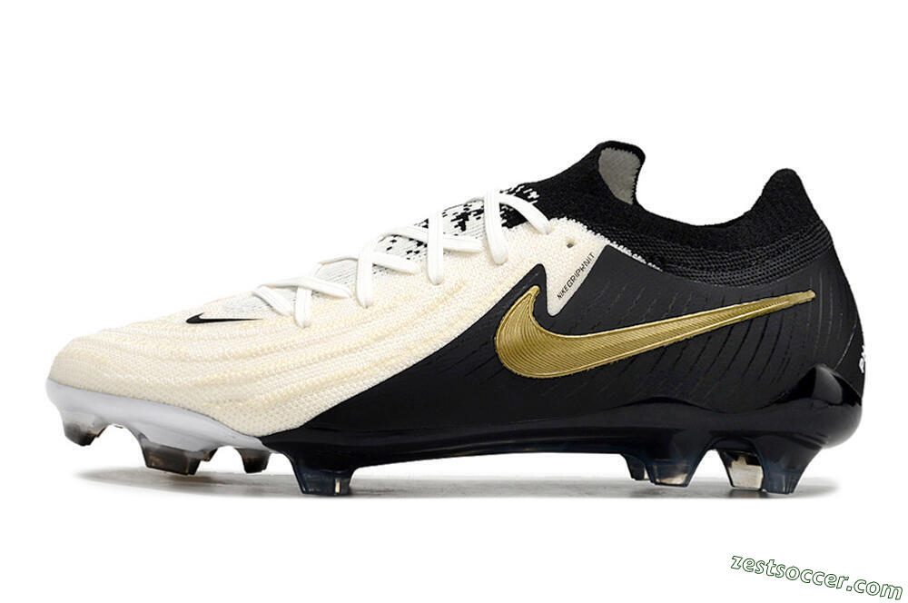 Nike Phantom Luna Elite NU FG Low-Tops Soccer Cleats - White/Black/Gold 2