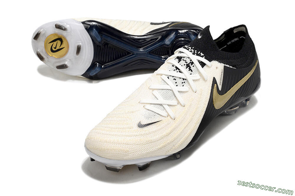 Nike Phantom Luna Elite NU FG Low-Tops Soccer Cleats - White/Black/Gold 3