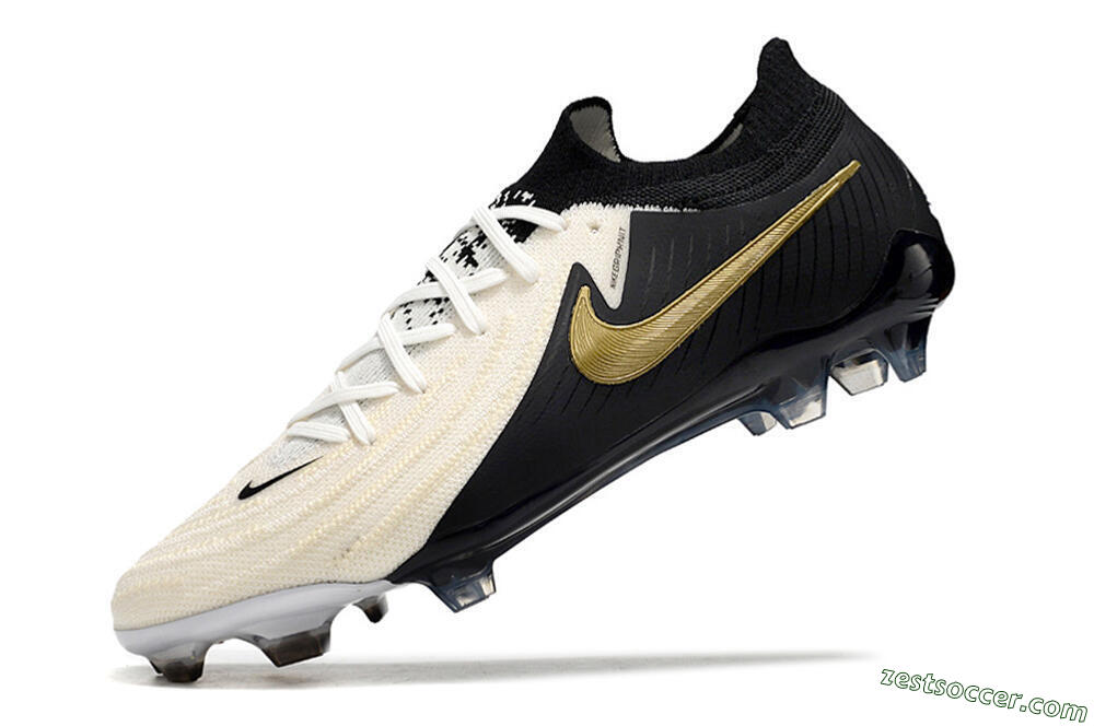 Nike Phantom Luna Elite NU FG Low-Tops Soccer Cleats - White/Black/Gold 5