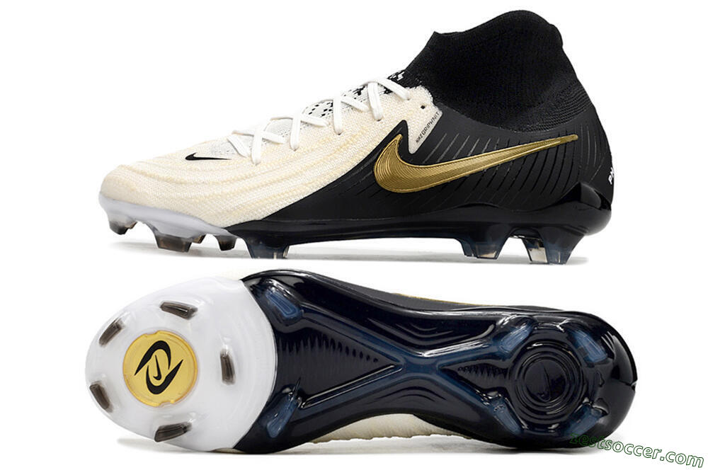 Nike Phantom Luna Elite NU FG High-Tops Soccer Cleats - White/Black/Gold 1