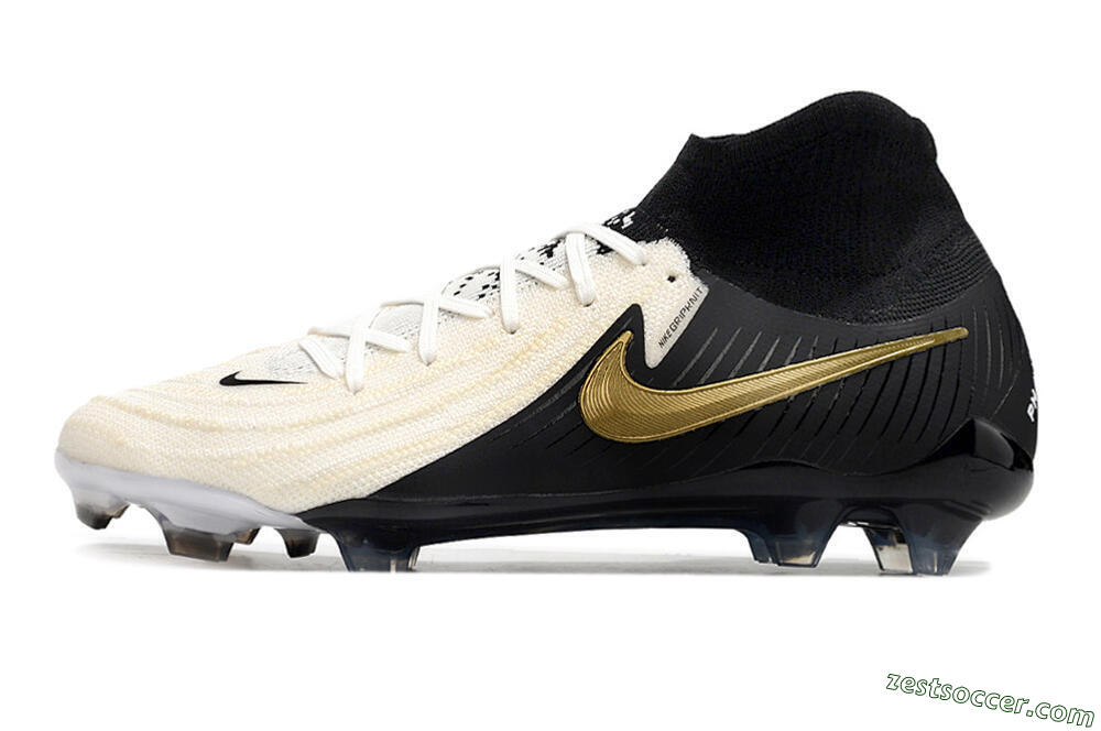 Nike Phantom Luna Elite NU FG High-Tops Soccer Cleats - White/Black/Gold 2