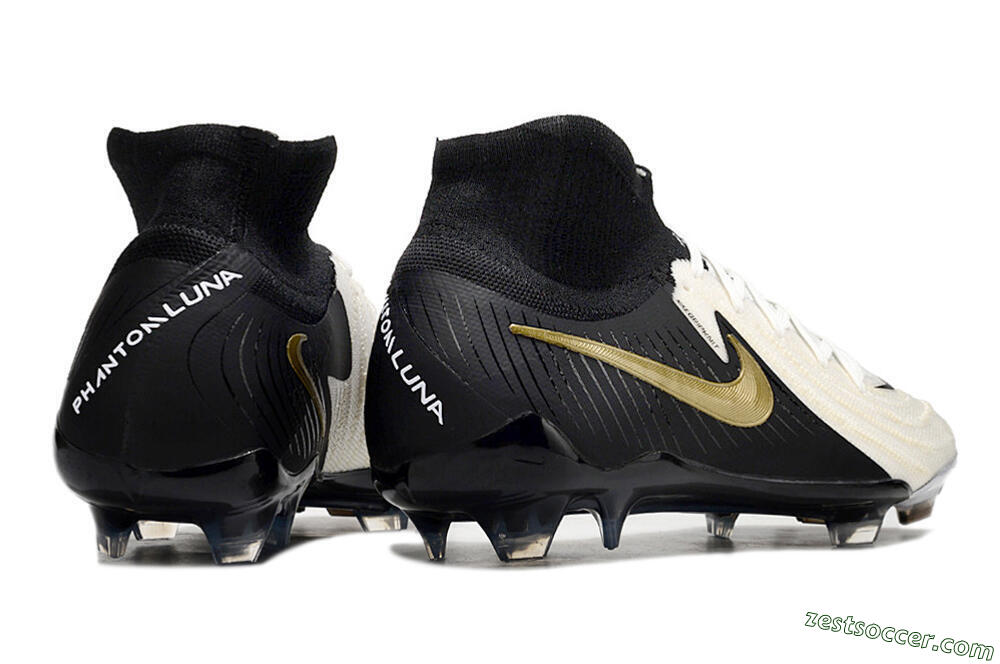 Nike Phantom Luna Elite NU FG High-Tops Soccer Cleats - White/Black/Gold 6