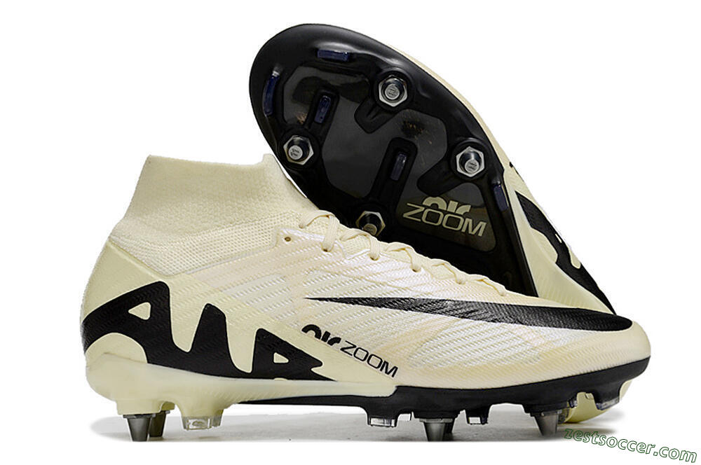 Nike Air Zoom Mercurial Superfly 9 Elite SG High-Tops Soccer Cleats - Beige/Black/White 0