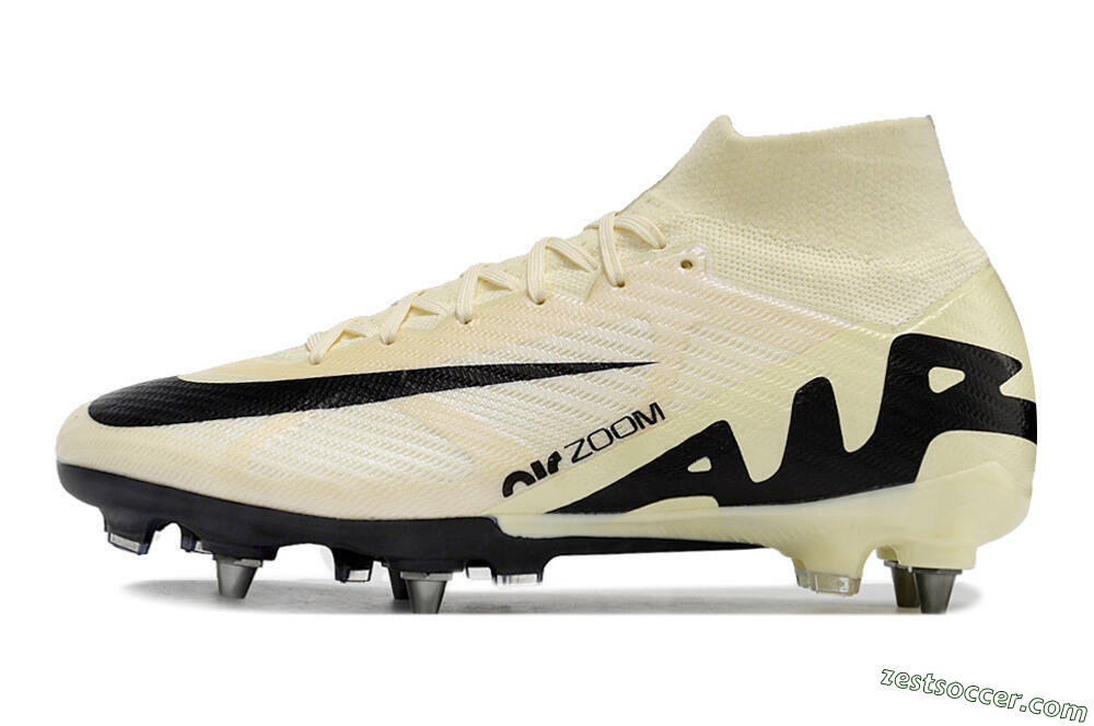 Nike Air Zoom Mercurial Superfly 9 Elite SG High-Tops Soccer Cleats - Beige/Black/White 2
