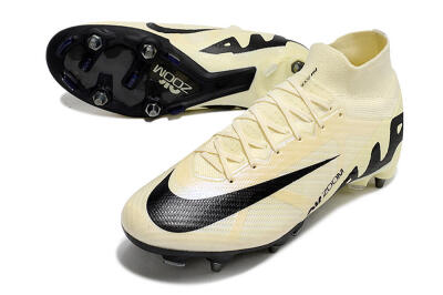 Nike Air Zoom Mercurial Superfly 9 Elite SG High-Tops Soccer Cleats - Beige/Black/White