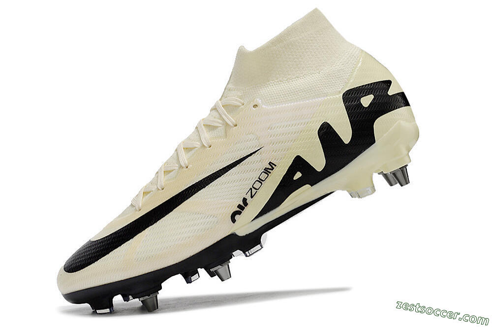 Nike Air Zoom Mercurial Superfly 9 Elite SG High-Tops Soccer Cleats - Beige/Black/White 5