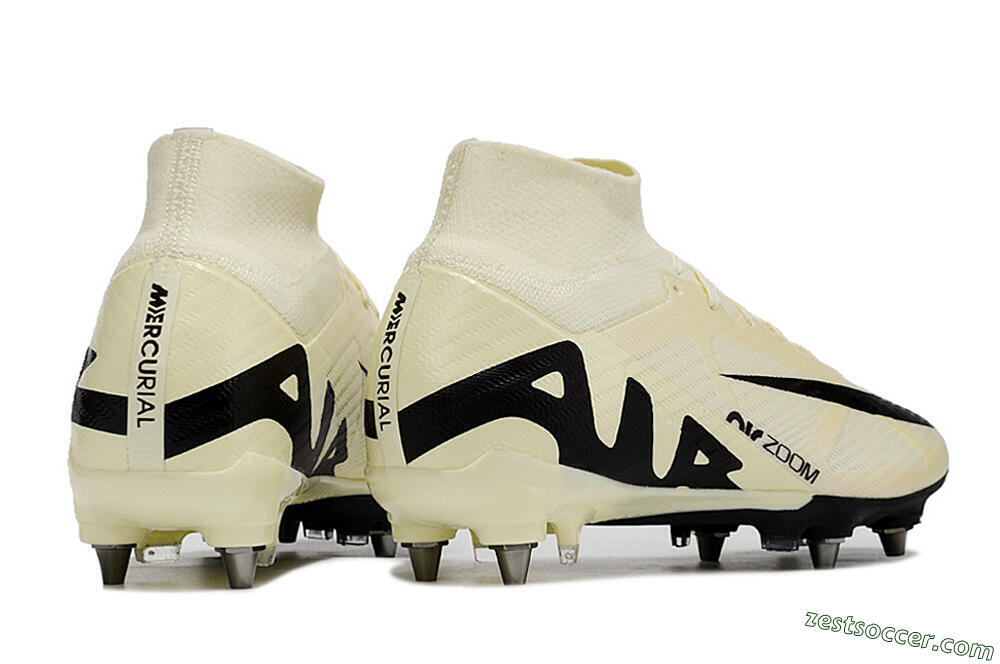 Nike Air Zoom Mercurial Superfly 9 Elite SG High-Tops Soccer Cleats - Beige/Black/White 6