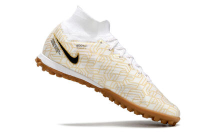 Nike Air Zoom Mercurial Superfly 9 Elite TF High-Tops Soccer Shoes - White/Black/Gold