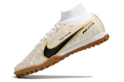 Nike Air Zoom Mercurial Superfly 9 Elite TF High-Tops Soccer Shoes - White/Black/Gold