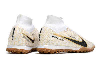 Nike Air Zoom Mercurial Superfly 9 Elite TF High-Tops Soccer Shoes - White/Black/Gold