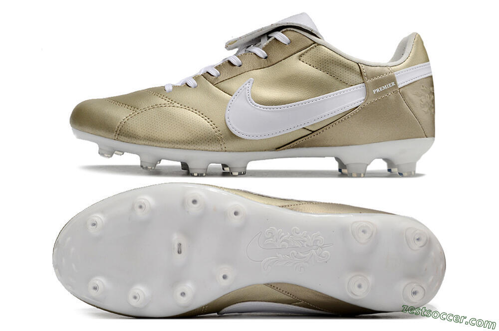 Nike The Premier 3 FG Low-Tops Soccer Cleats - Gold/White 1