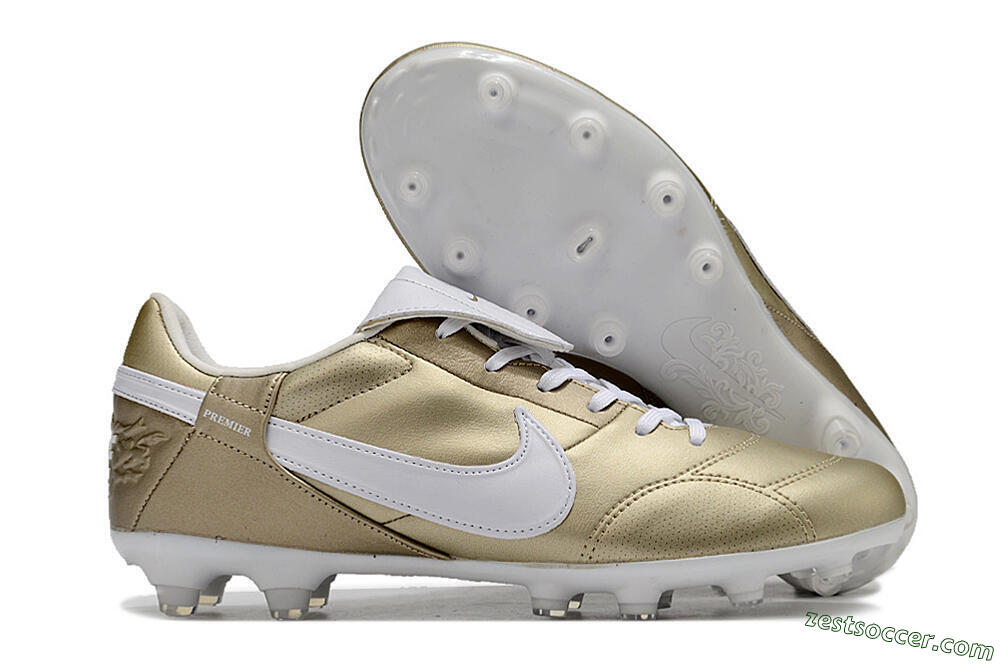 Nike The Premier 3 FG Low-Tops Soccer Cleats - Gold/White 0