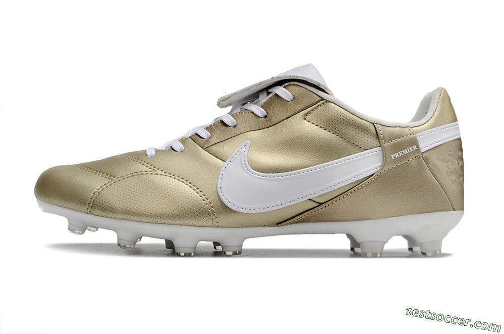 Nike The Premier 3 FG Low-Tops Soccer Cleats - Gold/White 2