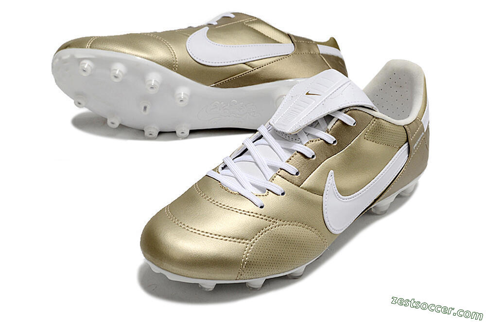 Nike The Premier 3 FG Low-Tops Soccer Cleats - Gold/White 3