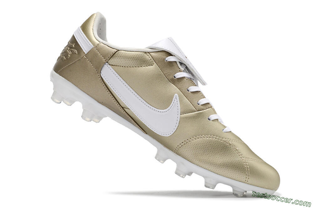 Nike The Premier 3 FG Low-Tops Soccer Cleats - Gold/White 4