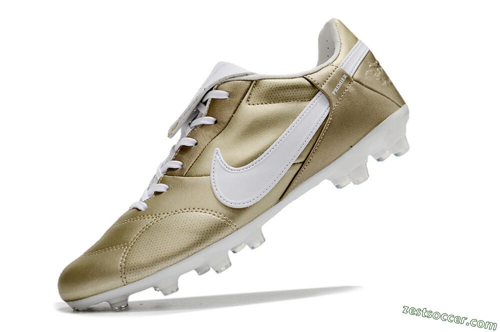 Nike The Premier 3 FG Low-Tops Soccer Cleats - Gold/White 5